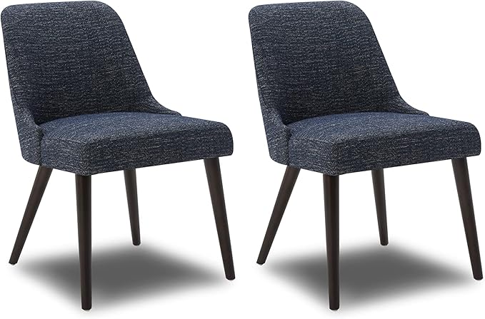 CHITA Mid-Century Modern Dining Chair, Upholstered Fabric Accent Chair, Set of 2,Dark Blue in Fabric