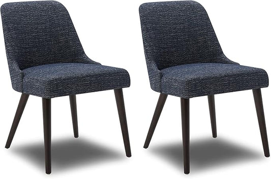 CHITA Mid-Century Modern Dining Chair, Upholstered Fabric Accent Chair, Set of 2,Dark Blue in Fabric
