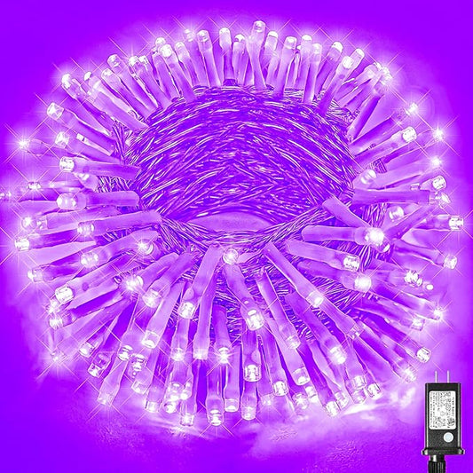 200 LED Purple Christmas Lights Outdoor Waterproof 66ft String Lights Indoor Clear Wire with 8 Modes Plug in Twinkle Fairy Light for Party Xmas Tree Decorations
