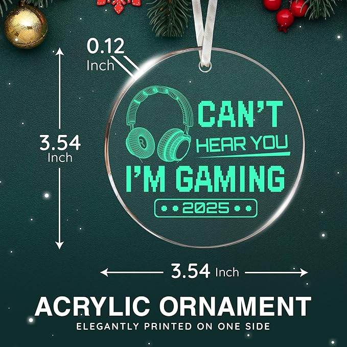 Gaming Ornaments for Christmas Tree - Innovative Gamer Ornaments 2025 Design, Gifts for Video Games Lovers, Unique Headphone Ornament, 'Can't Hear You, I'm Gaming' Theme, Ideal Gift for Gamers