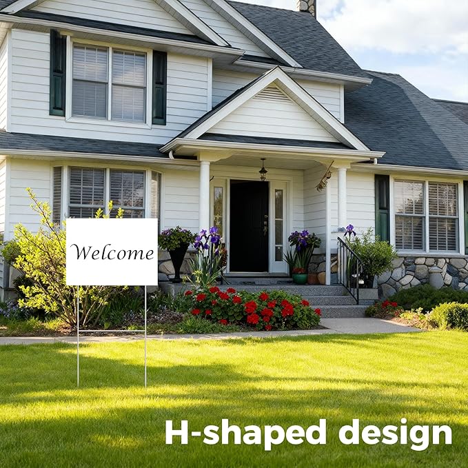 50 Pcs Yard Sign Stake, 15'' x 10'' Heavy Duty Metal H-Stakes, H Frame Yard Sign Stands for Advertising Party Decorations Outdoor Lawn Garden Garage House Christmas Decor