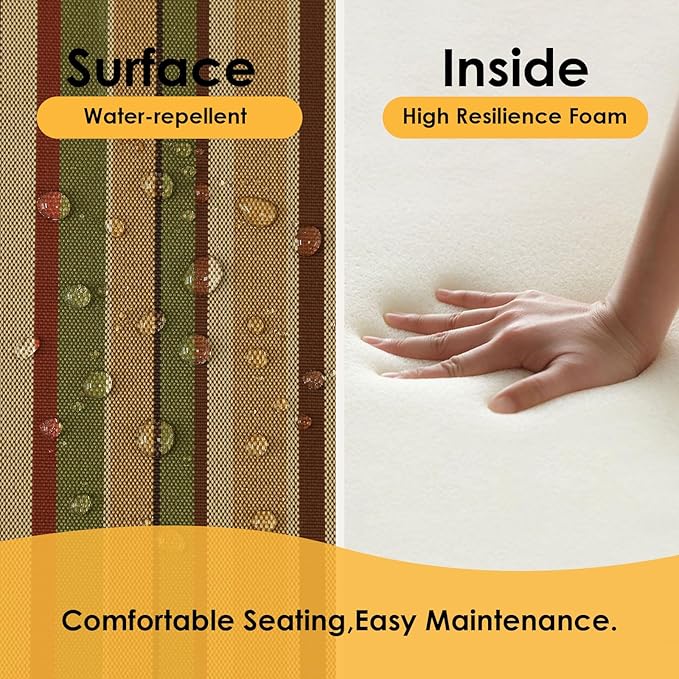 Outdoor Cushions for Patio Furniture Set of 2, 24"x24" Water Repellent Chair Cushions Removable Seat Bottom & Back Cushion Covers for Chair, Sofa, Couch, Colorful Stripe