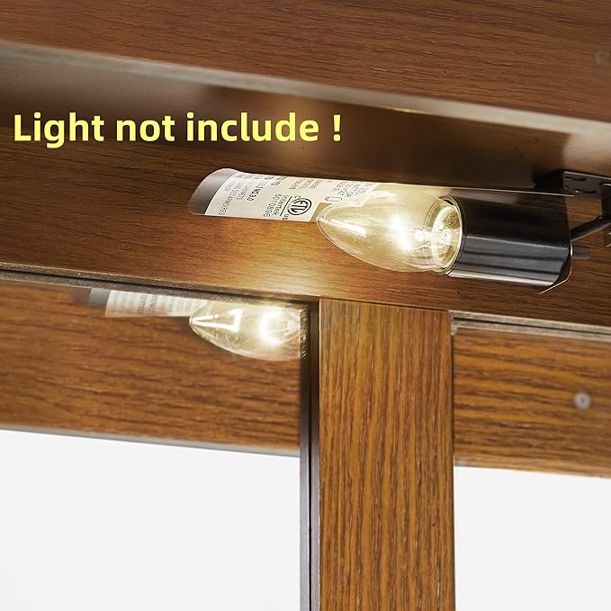 Goujxcy Lighted Curio Cabinet, Modern Floor Standing Glass Curio Cabinet Display Case Cabinet with Adjustable Shelves, Mirrored Back Panel and Tempered Glass Doors for Home/Office (Oak)