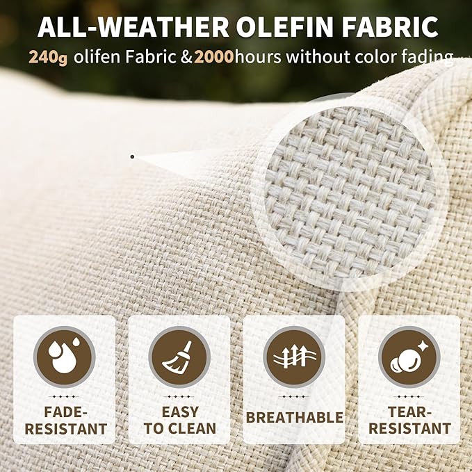 MEISSALIVVE 9 Pieces Outdoor Patio Furniture Sets,PE Wicker Patio Conversation Sets with 2 Wood Armrests Swivel Rocker Chairs,2 Single Chairs, 2-seat Sofa and Coffee Table(Brown)