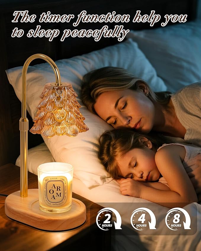 Seniny Electric Candle Warmer Lamp - with Time Dimmable Adjustable Height Candle Lamp Warmer for Jar Candles,Christmas Wax Melt Wamer, Birthday Gifts for Women Mom, House Warming Gifts New Home Decor