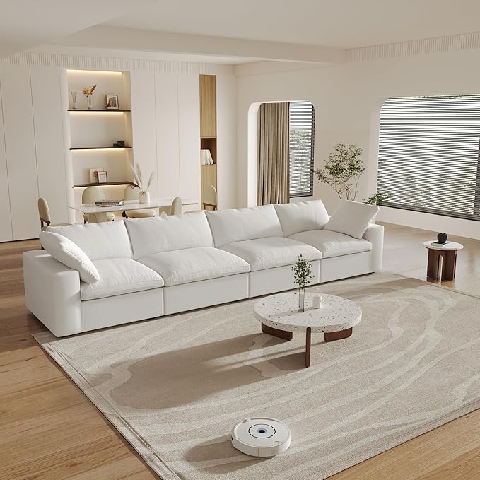 Cloud Modular Sectional Sofa Couch,4 Seater Sofa for Living Room,160.6" Convertible Couches, Covers Washable&Replaceable,White