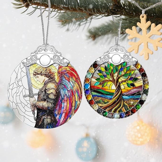 Archangel Michael Stained Glass Ornament - Christmas Ornaments | Christmas Decorations for Tree | Warrior Angel Decor – Christian Gifts | Faithful Gifts | Religious Gift