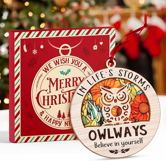 Owl Ornaments for Christmas Trees - Charming Owl Gifts for Women and Men - Perfect Ornament for Christmas Decoration, Unique Ornaments for Men - Ideal Gifts for owl Lovers