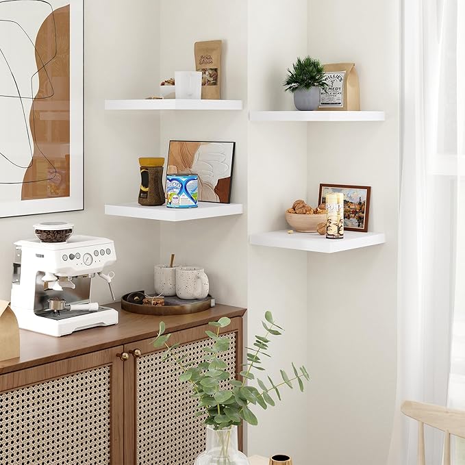 Fun Memories Floating Shelves for Wall - 12 Inch Square Shelves with Invisible Brackets, Small Wall Shelf for Living Room, Bathroom, Bedroom, and Kitchen Decor，Set of 3