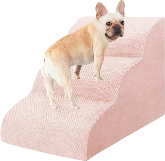 Dog Stairs for Small Dogs, 3 Tiers High Density Foam Dog Ramp, Extra Wide Non-Slip Pet Steps for High Beds Or Couch, Soft Foam Doggie Ladder for Dogs Injured, Older Pets, Small Cats