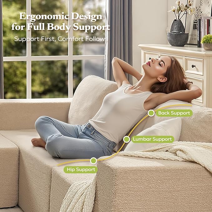 40" Single Sofa for Adults, Upholstered Floor Sofa Couch with Pillow, Teddy Boucle Sofa for Bedroom Living Room, No Assembly Required (Teddy Boucle, Camel)