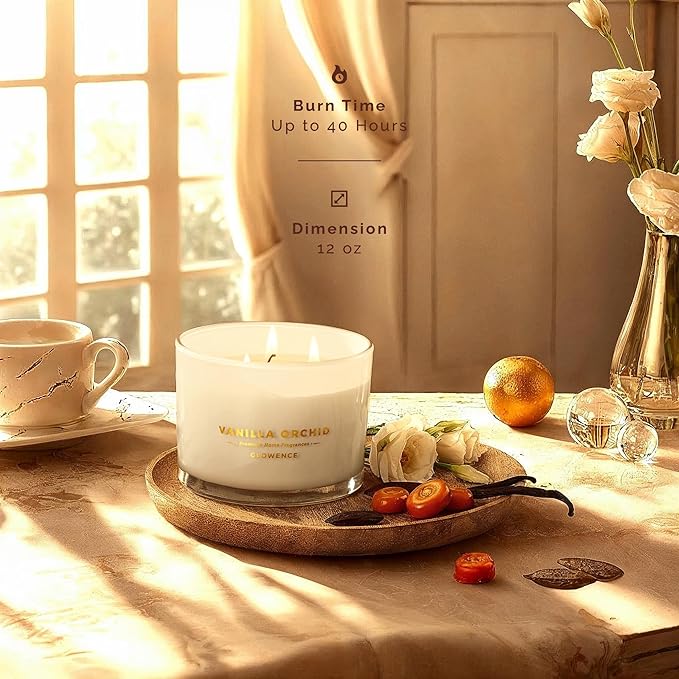Luxury Vanilla Scented Candle - Large 3 Wick Jar Candle - Elegant Gift for Women & Men - 100% Natural Soy Wax - Up to 40 Hours Burning Time - Housewarming Aromatherapy Candle for Home