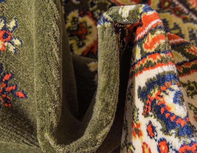 Unique Loom Reza Collection Traditional Persian Style Area Rug, 6 x 9 ft, Olive/Ivory