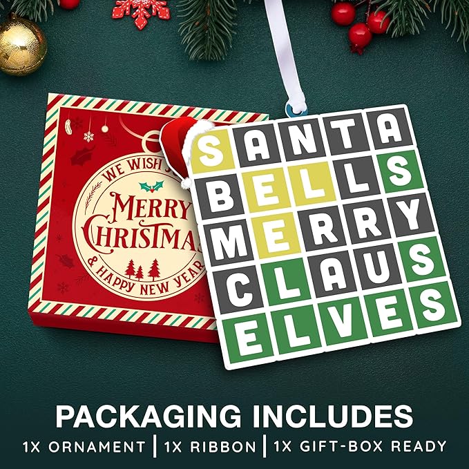 Wordle Ornament - Wordle Ornaments for Christmas Tree - Ideal Wordle Gifts for Puzzle Lovers, 2025 Special Edition Christmas Ornament, Perfect Present for Puzzle Enthusiasts, Holiday Decorations