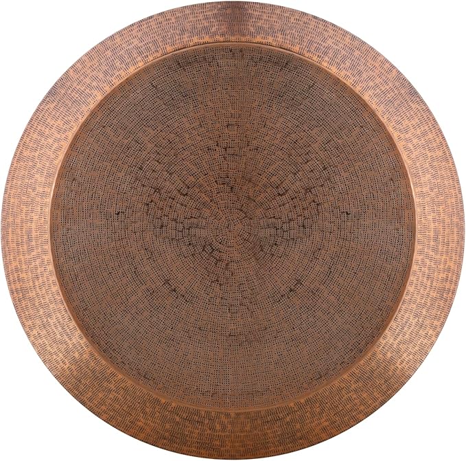 Albany Living Modern Cylindrical Aluminum Hammered Embossed Texturing, Metal Drum Coffee Table with Removable Lid for Storage,Fully Assembled, for The Living Room and Bedroom, Copper