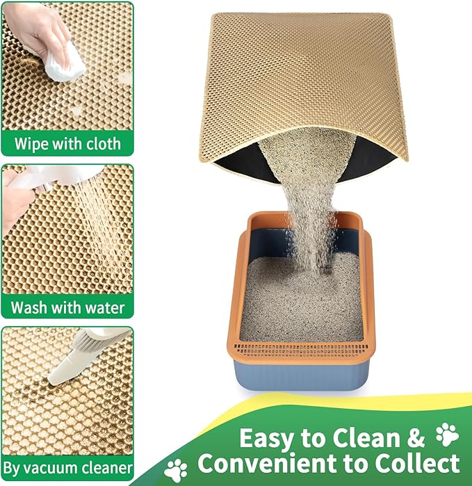 XXL 47''X 36'' Supper Large Cat Litter Box Mat,2 Layer Litter Mat for indoor cats,Rug for Pet kitty,Litter Trapping Mats,Waterproof Urine Proof,Non-Slip