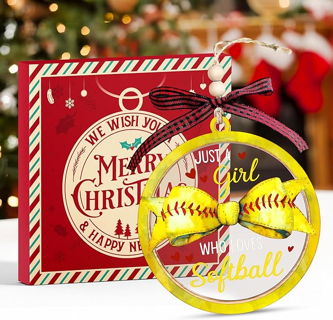 Softball Ornaments for Christmas Tree - Delightful Softball Gifts for Team, Perfect Ornaments for Girls 8-12, Featuring Pitcher and Catcher Ornament, Memorable Christmas Softball Gifts