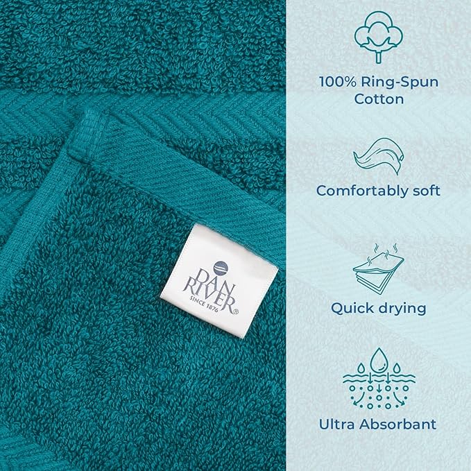 DAN RIVER 2 Pack Luxury Bath Sheets 35x70, 600 GSM, Soft & Quick Dry 100% Ring Spun Cotton Towels Ideal for Hotels, Spas, Gyms & Salons Extra Large, Teal