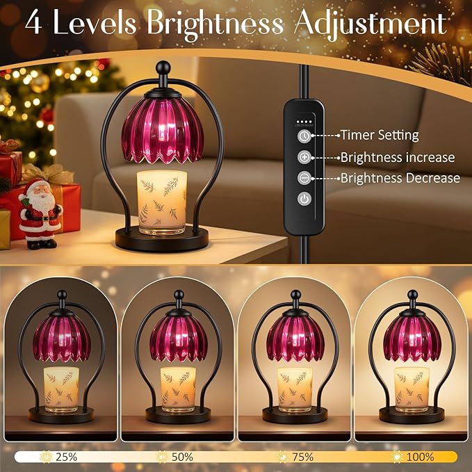 COTTHOS Candle Warmer Lamp, Dimmable Candle Warmer with Timer, Vintage Candles Wax Warmers for Jar Candles Christmas Birthday Gifts for Women Mom, Home Decor for Bedroom Living Room, Purple Black