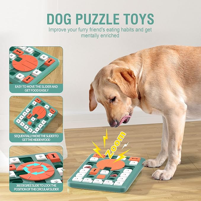 Dog Puzzle Toys,Interactive Treat Puzzle Dog Toy for IQ Training & Mental Stimulating,Treat Puzzle Dispensing with Squeaky Design for Large Medium Smart Dogs