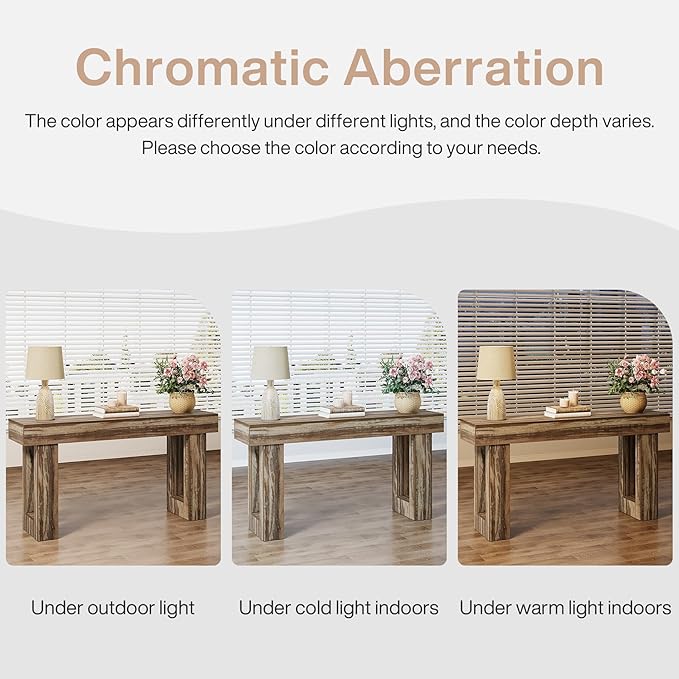 Tribesigns 63-Inch Long Console Table, Wooden Rectangular Sofa Table Behind The Couch, Farmhouse Entryway Table for Entrance, Hallway, Living Room (Mottled Gray Brown)