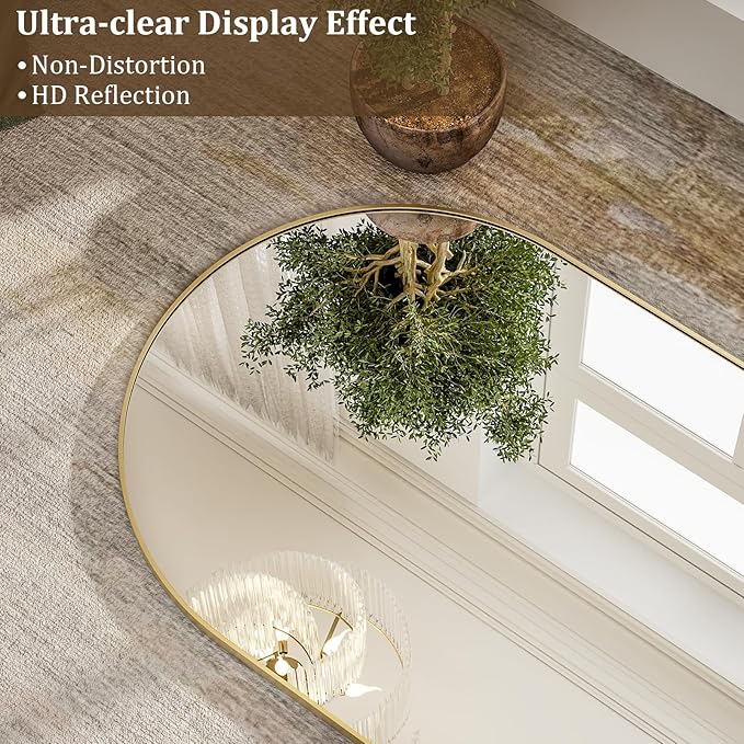 HARRITPURE 76"x34" Arched Full Length Mirror, Floor Mirrors with Aluminum Alloy Frame Free-Standing Wall Mounted Large Dressing Mirror for Living Room Bedroom Cloakroom