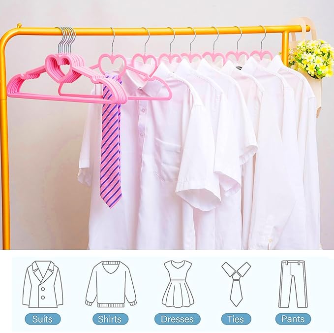 Velvet Hangers 20 Pack, 16" Non Slip Adult Hangers, Slim Clothes Hanger with 360 Degree Swivel Hook - Durable & Cute for Coats, Shirts, Dress (Pink)