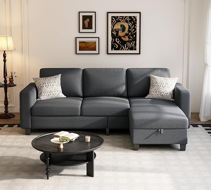Youmumeub 79''Sectional Couch Couches for Living Room - L-Shaped 4-Seater Deep Sectional Sofa,Removable Covers,Suitable for The Living Room, Apartment or Office-Dark Gray