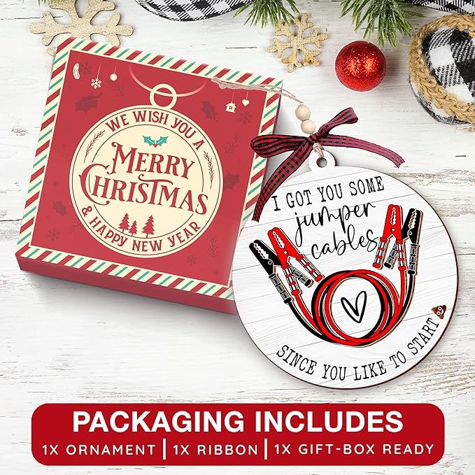 Funny Ornaments for Adults, Great Christmas Ornaments & Jumper Cables Ornament - Unique Gag Gifts for Christmas Tree - Novelty Items and Adult-Themed Funny Gifts for Christmas