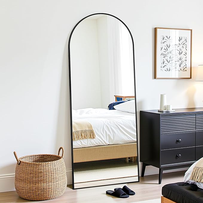 Floor Mirror, 58"×18" Full Length Mirror with Stand for Bedroom Living Room, Black