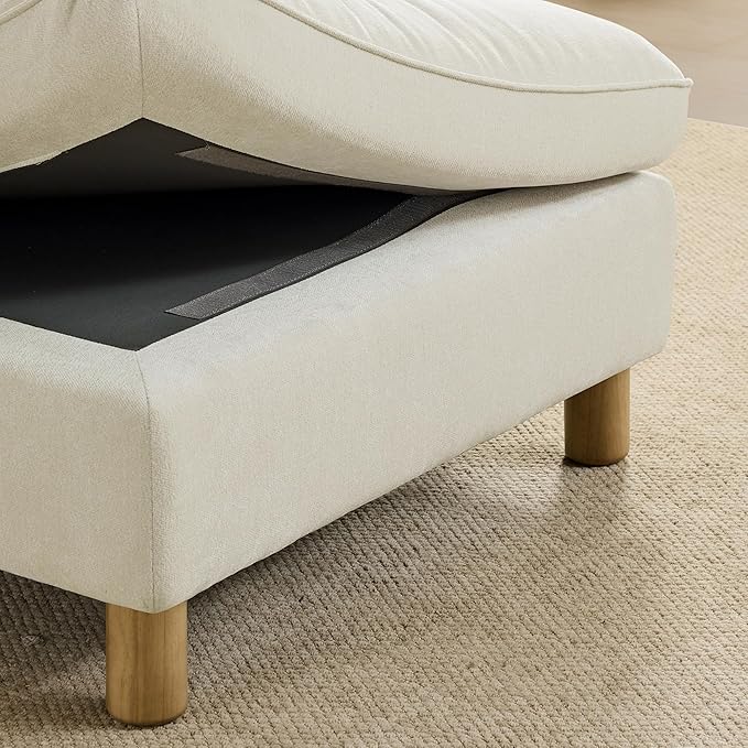 CHITA 127" Super Large Sectional Couches for Living Room, Modular Cloud Couch Sectional Sofa, Premium Fabric Couches, Down Filled, High Density Foam, Chenille in Cream, 3 Seater