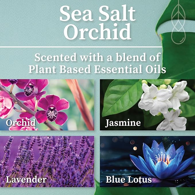 Hemlock Park Crackling Wood Wick Candle Handcrafted with Natural Coconut Wax (Large 16 oz, Sea Salt Orchid)