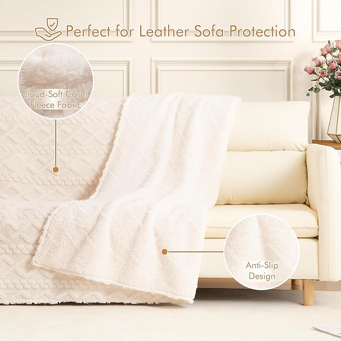 Couch Cover for 2-3 Cushion Couch Sofa Pet Friendly, Cute Sectional L Shaped Sofa Cover Washable for Dogs Cats Kids, Leather Furniture Protector Slipcover Decor for Living Room, 71"x118"