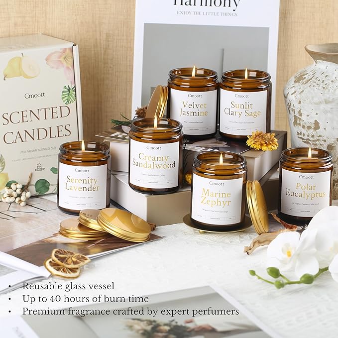 Scented Candles - 6 Pack Home Aromatherapy Jar Candle Set Gifts for Women, 7 oz Soy Wax Candles for Birthday, Valentine, Anniversary