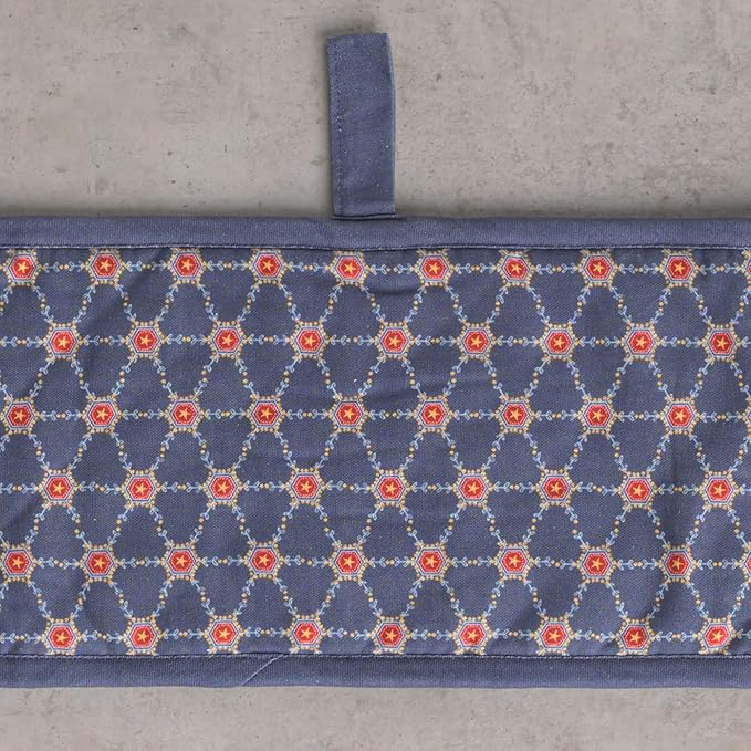 Maison d' Hermine Double Oven Mitt (7" x 35") 100% Cotton Heat Resistant BBQ Cooking Gloves with Loop for Thanksgiving Christmas Decorations Baking Cooking Barbeque Handling Hot Pan (Christmas Joy)