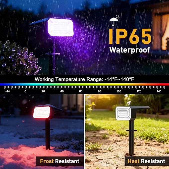 Solar Color Changing Spot Lights Outdoor Waterproof IP65, [4 Pack/32 LED/7 Modes] 2-in-1 Landscape Spotlights, Auto On/Off High Lumens Solar Spot Lights for Outside Yard Garden Pathway Walkway