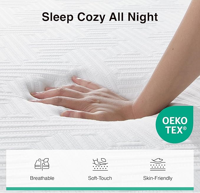 Novilla Twin XL Mattress, 6-Inch Gel Memory Foam Mattress for Cool Night Sleep & Pressure Relief，Medium Firm XL Twin Size in a Box, Bliss