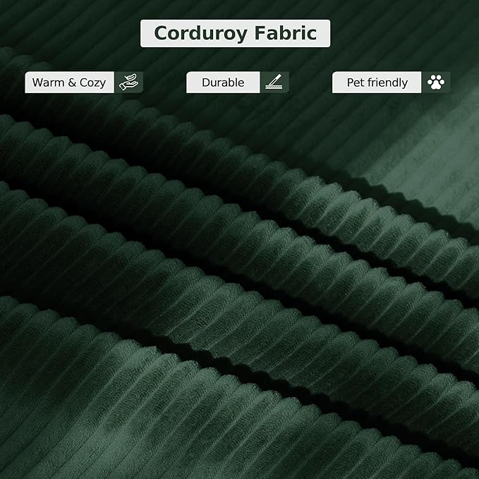 78.8''Convertible Sleeper Sofa Bed,Compressed Floor Boneless Couch,Modular Modern Corduroy Sofa for Living Room Bedroom -with Fixed-Shape Frame and Support Armrest,Easy Assembly(Dark Green)