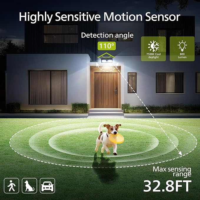 Philips Solar Lights Motion Sensor Outdoor, 258 LEDs Solar Powered Security Lights, 3 Lighting Modes, Waterproof Wall Light for Outside Yard Fence Garden Garage