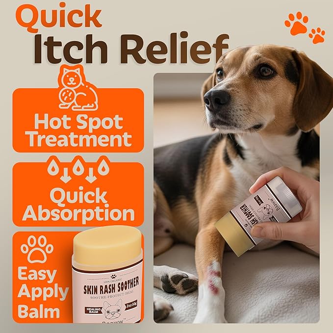 Dog Skin Irritation Treatment - Hot Spot Soother Skin Treatment for Dogs, Anti-Itch Lotion, Allergy Relief & All-Natural Rash Cream for Dogs - Soothing Relief for Dry, Itchy Coat - Balm 2oz