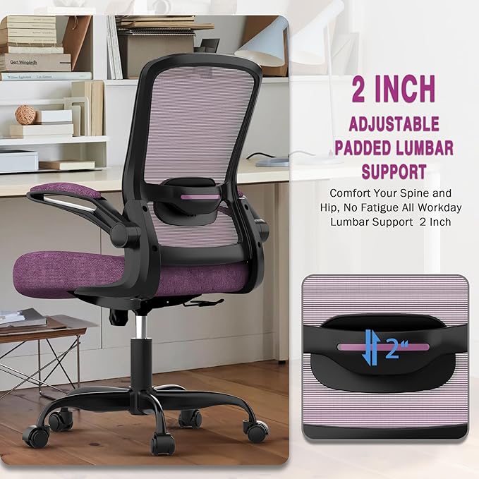 Mimoglad Office Chair, Ergonomic Desk Chair with Adjustable Lumbar Support, High Back Mesh Computer Chair with Flip-up Armrests-BIFMA Passed Task Chairs, Executive Chair for Home Office