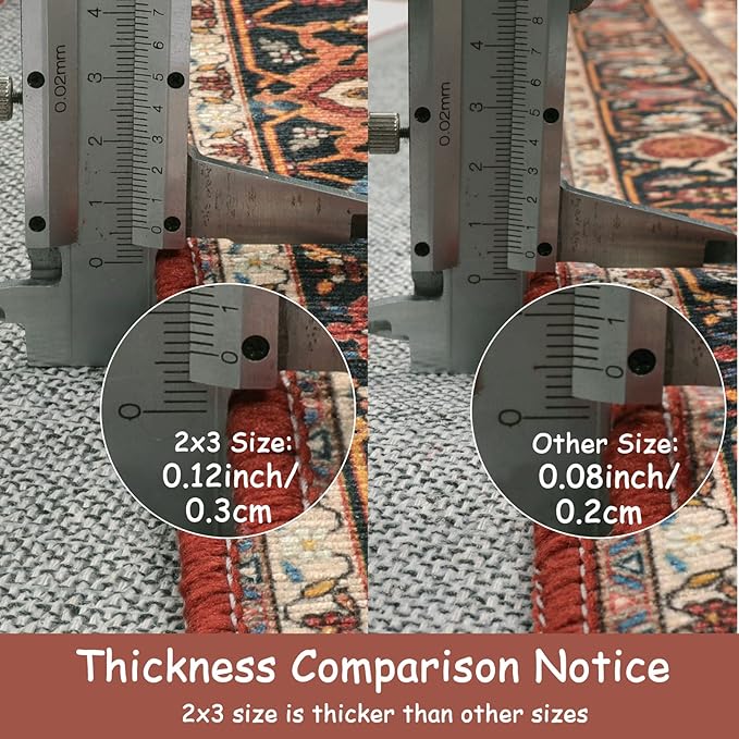 Moynesa Ultra-Thin Washable Area Rug - 2x3 Small Kitchen Rug for Entryway Mat, Oriental Non-Slip Non-Shedding Indoor Floor Carpet for Bathroom Sink Bedroom Living Room Coffee Table Hardwood Floors