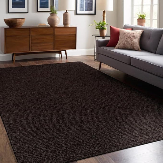 Non Slip Brown Solid Rubber Back Thing Rug for Living Room 3x5 Area Rugs for Kitchen, Rugs for Bedroom, Stain Resistant Easy Cleaning Non Shedding Carpet Brown 3 x 5