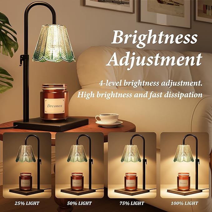 Candle Warmer Lamp with Timer & 4 Brightness Settings - Wax Melt Warmer for Jar Candles Adjustable Height, Home Decor, Birthday Gifts for Women (Includes 2 Bulbs)