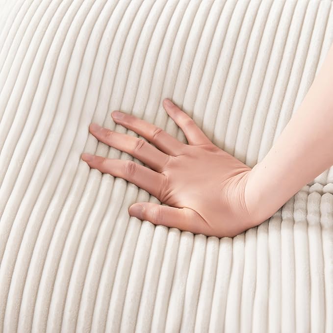 58.3" Oversized Chaise Lounge Indoor for Living Room, Solid Wood Comfy Sleeper Reclining Sofa with Thickened Cushions Widened Armrests for Bedroom, Deep Seat Lounge Sofa with Ottoman, Beige