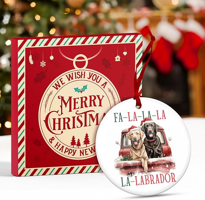 Labrador Retriever Gifts - Festive Dog Ornaments for Christmas Tree, Unique Black Lab and Chocolate Lab Decorations, 2025 Seasonal Labrador Christmas Ornaments, Ideal Black Dog Gifts for Pet Lovers