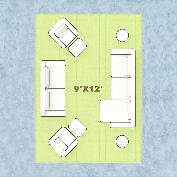 9x12 Rugs for Living Room Washable Green Area Rug
