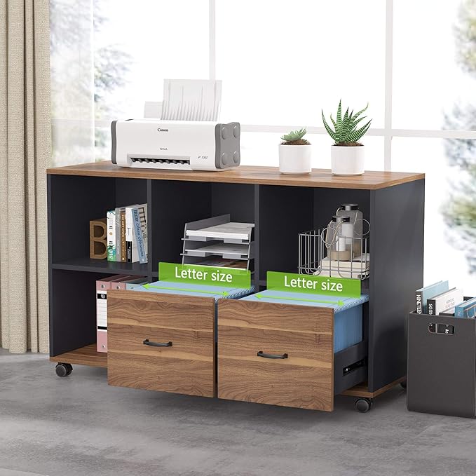 Tribesigns 55 inches Executive Desk and 43" lateral File Cabinet, L-Shaped Computer Desk Home Office Furniture with Drawers and Storage Shelves, Office Table with Cabinet