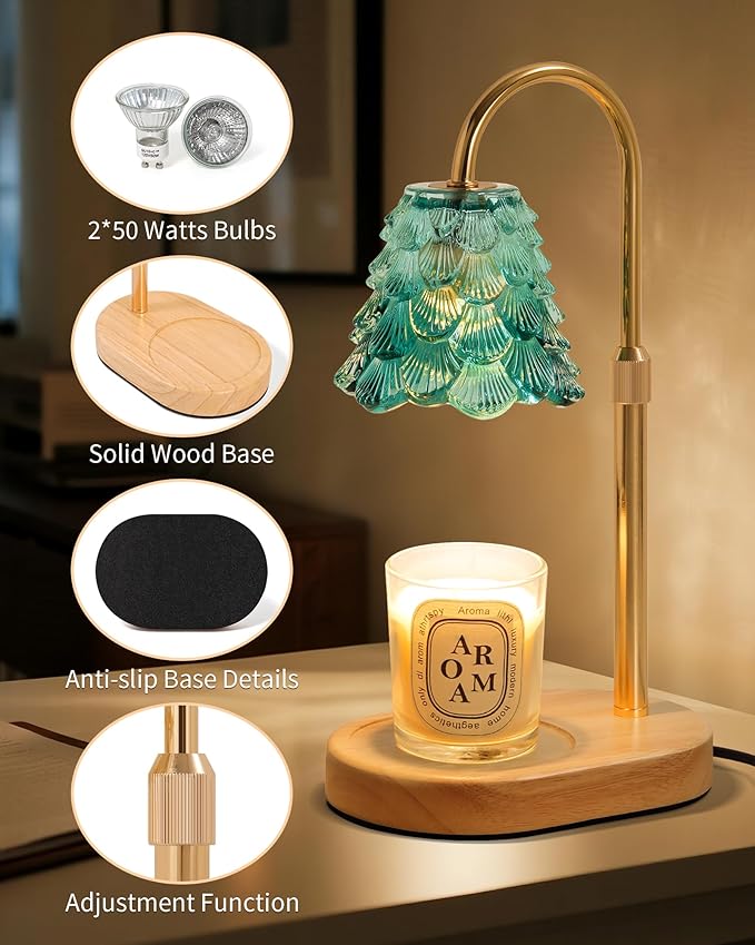 Seniny Electric Candle Warmer Lamp - with Time Dimmable Adjustable Height Candle Lamp Warmer for Jar Candles,Christmas Wax Melt Wamer, Birthday Gifts for Women Mom, House Warming Gifts New Home Decor
