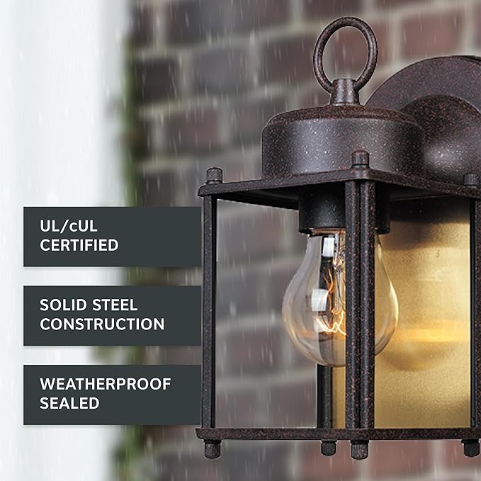 Designers Fountain 1161-RP Porch Outdoor Wall Lantern Sconce, 8in H, Rust Patina